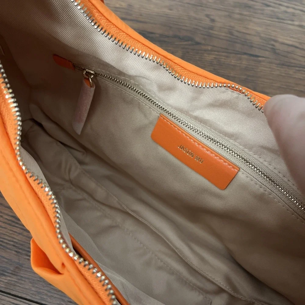 Jason Wu Nylon Woven Hobo Bag Vegan Leather Persimmon Orange $138 MSRP